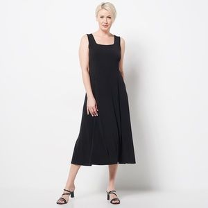Susan Graver petite Liquid Knit Sleeveless Midi Dress - Black (SP) A480678